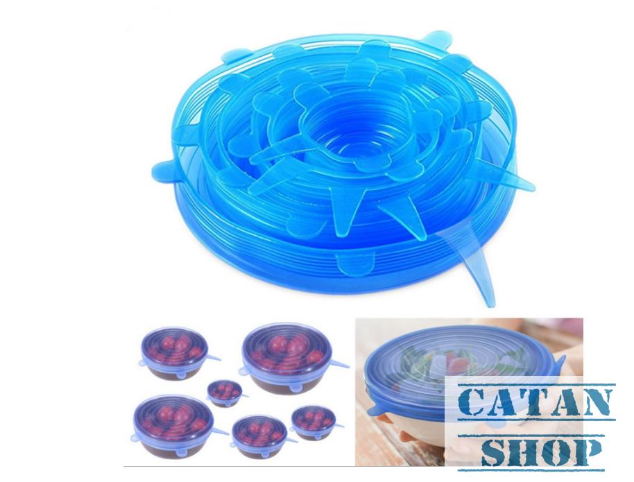 Bộ 6 nắp đậy bằng silicon siêu mềm dẻo phù hợp mọi vật dụng vệ sinh an toàn GD82-Bo6NS