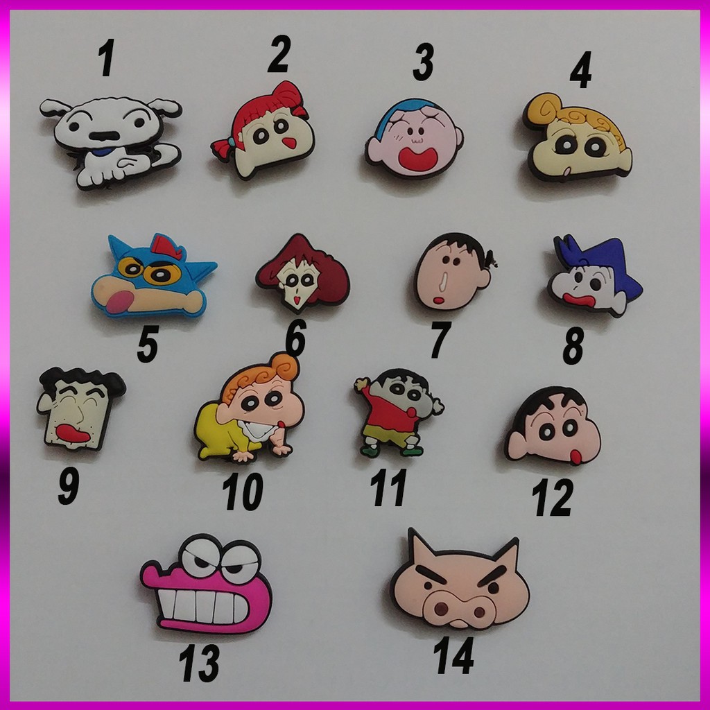 Sticker Gắn Dép Cros Hình Gia Đình Shin Cậu Bé Bút Chì