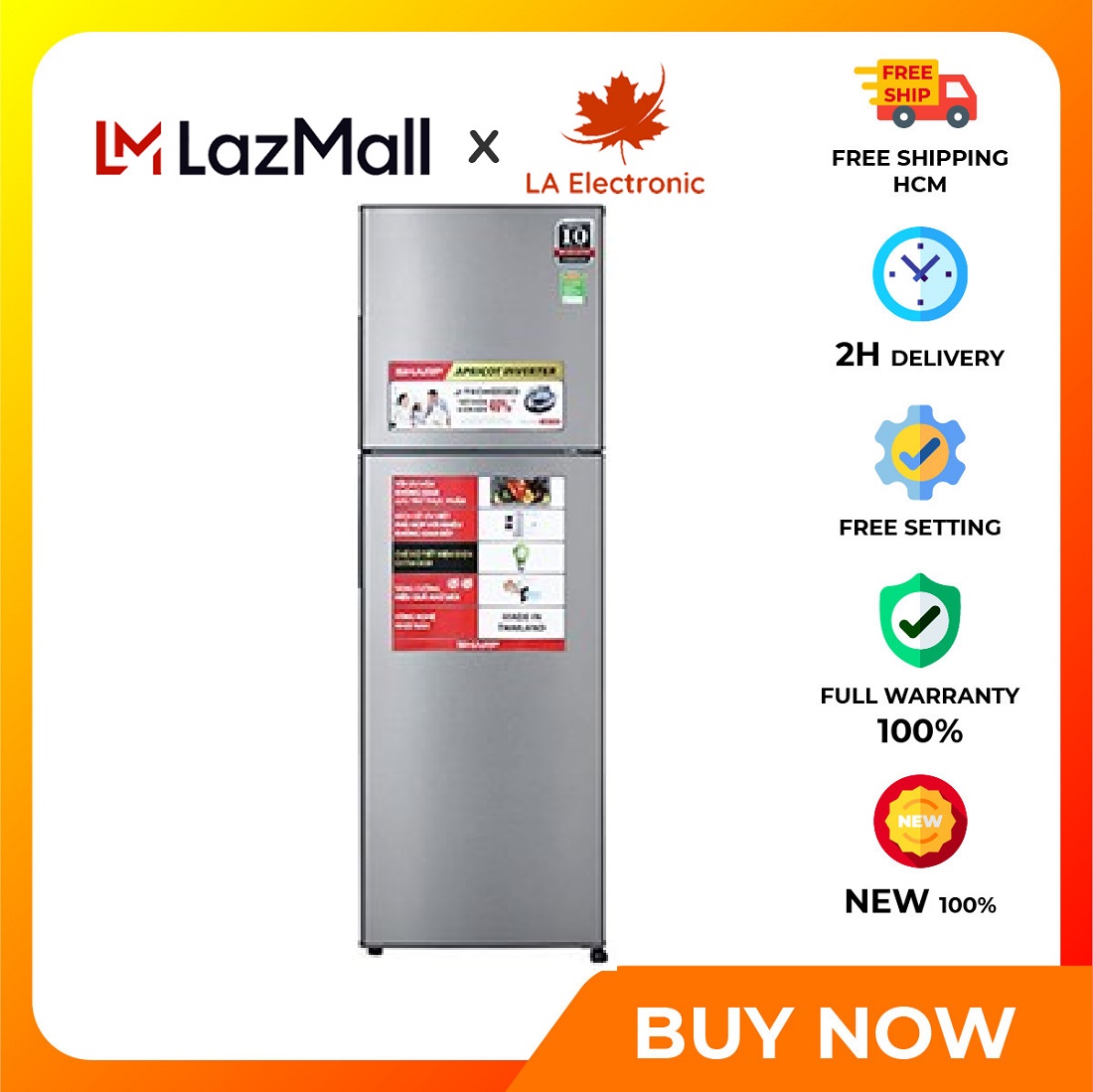 Trả Góp 0% - Tủ lạnh Sharp Inverter 253 lít SJ-X281E-SL - Miễn phí vận chuyển HCM Công nghệ J-Tech Inverter vận hành êm ái tiết kiệm điện Bộ lọc khử mùi Nano phân tử bạc lọc sạch vi khuẩn