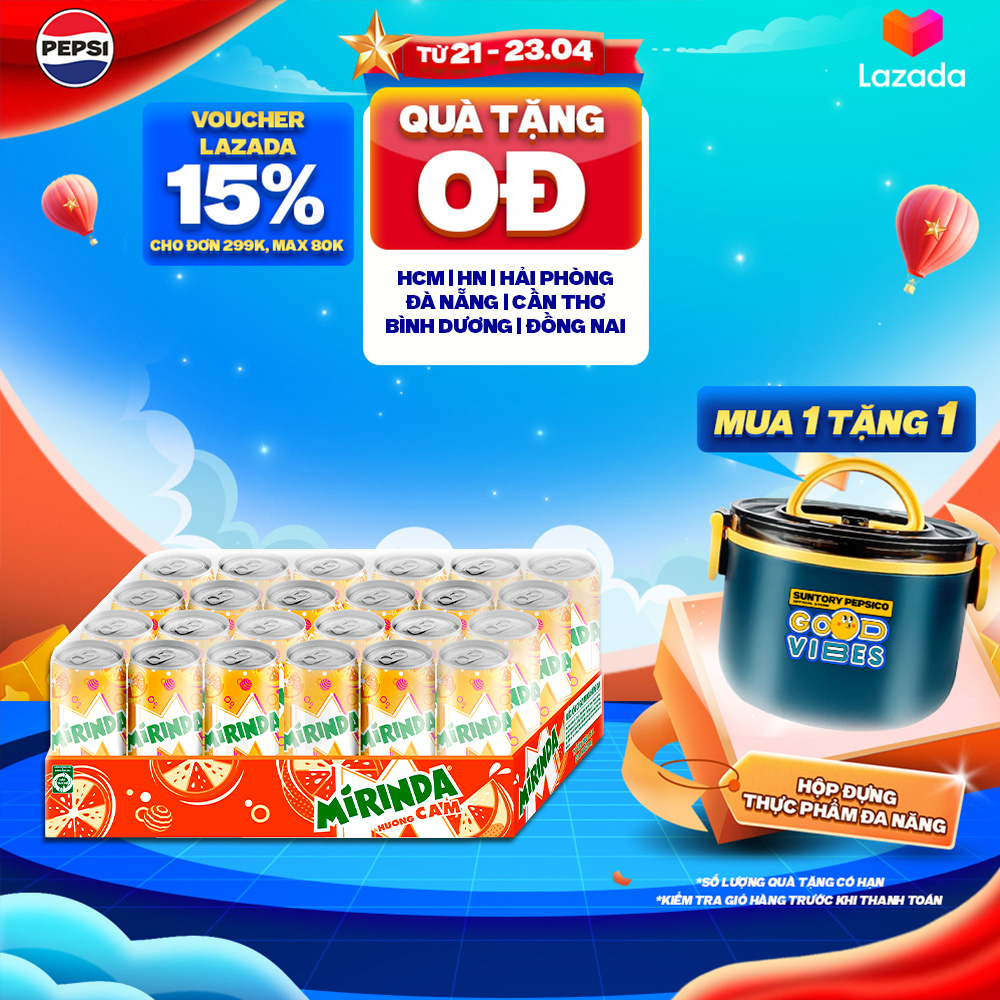 Thùng Nước Ngọt Có Gaz Mirinda Cam (320ml/lon)