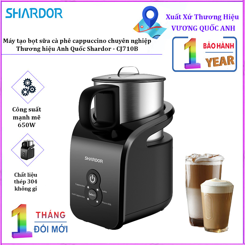 Máy đánh sữa tạo bọt cao cấp shardor cj710b công suất max 650w - bảo hành 12 tháng