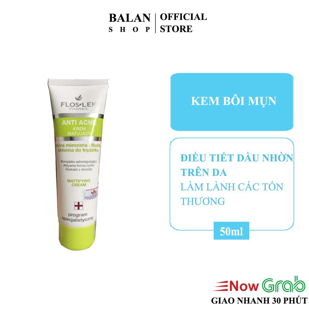 Kem Dưỡng Kiểm Soát Dầu, Điều Tiết Chất Nhờn, Giảm Khuẩn Floslek 50Ml