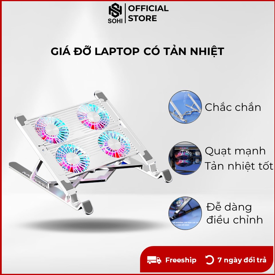 Giá đỡ laptop có quạt tản nhiệt phù hợp nhiều loại laptop dễ dàng điều chỉnh tản nhiệt tốt chắc chắn bền bỉ