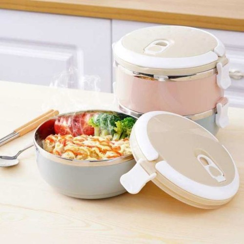 Hộp cơm giữ nhiệt 2-4 ngăn/hộp cơm giữ nhiệt inox giá rẻ-Hộp cơm giữ nhiệt 2 tầng Inox không gỉ Lunch Box-Màu ngẫu nhiên