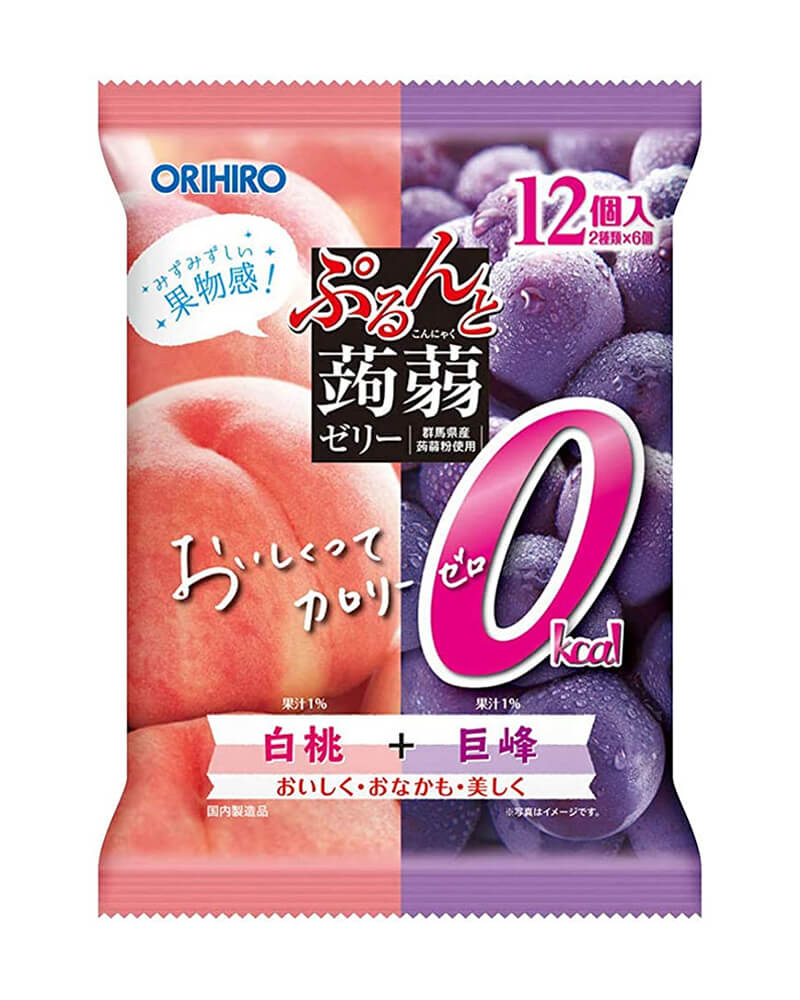 Thạch trái cây Orihiro bịch 12 viên 2 vị nho, đào, cam, cam, bưởi, táo...