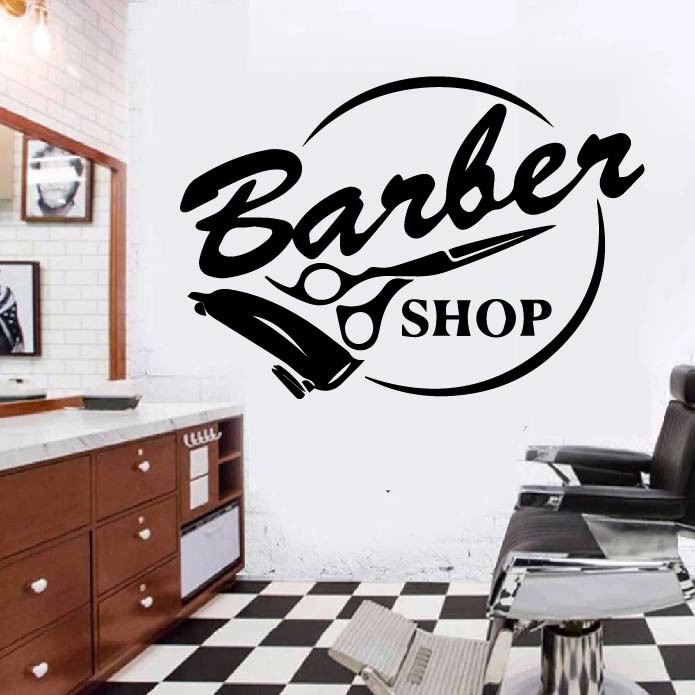 Decal Trang trí Barber, Salon cắt tóc P4
