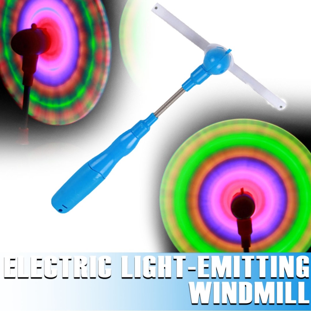 CW 1pc LED Spinning Windmill Durable Plastic Rainbow Flashing Light