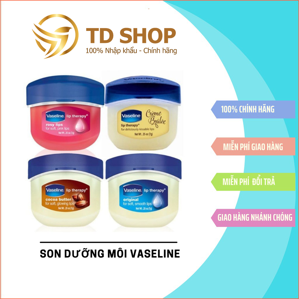 Sáp Dưỡng Môi Vaseline 7g Hồng xinh I Mềm mịn I Ngọt ngào - TD Shop