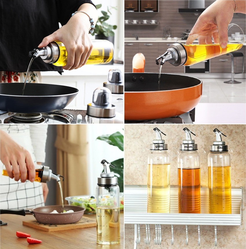Bình Đựng Dầu Ăn Có Vòi 300ML thông minh - Chai Đựng Nước Chấm nước tương giấm sữa cocktail pha chế – Chai Dầu Ăn Có Vòi - Lọ Thủy Tinh Đựng Nước Chấm