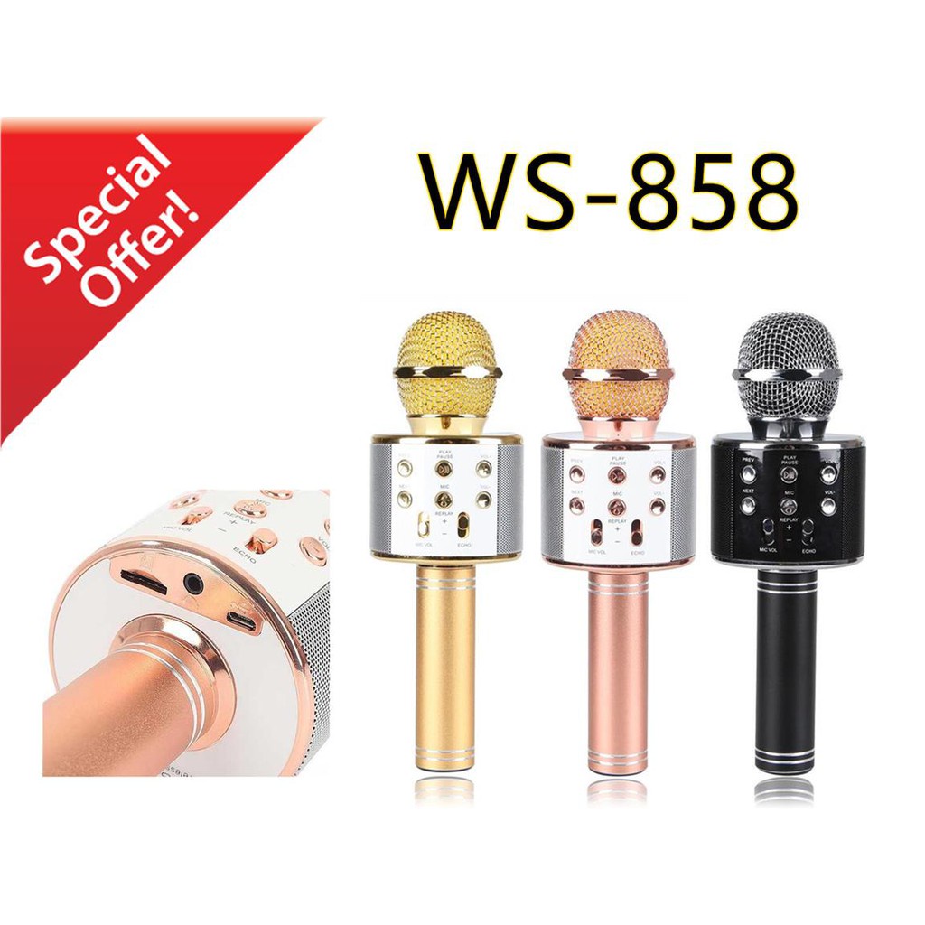 Mic karaoke ws 858 - mic hát không dây kết nối blutooth