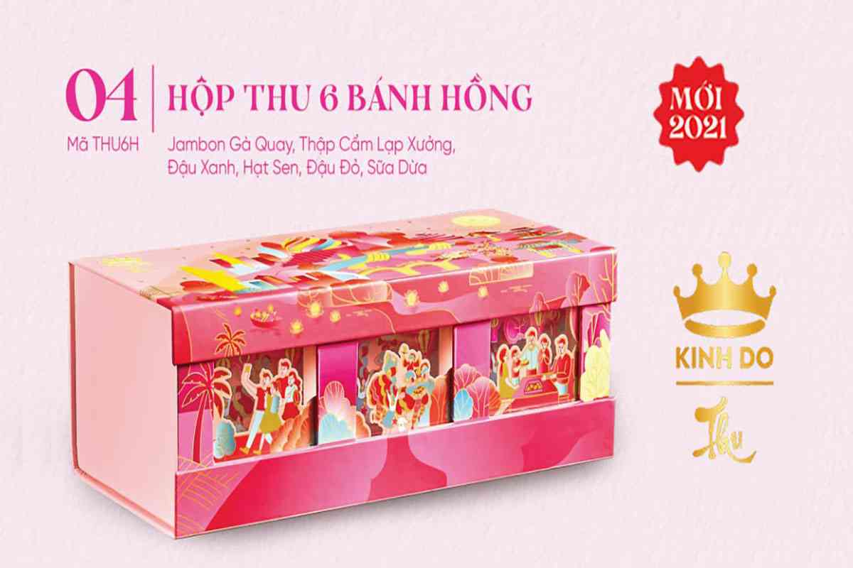 Bánh trung thu kinh đô hộp thu 6 bánh hồng -