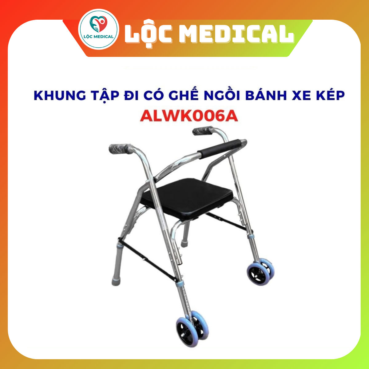 Khung Tập Đi Có Ghế Ngồi bánh xe kép OROMI ALWK006A