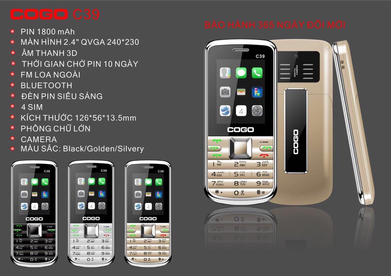 Điện Thoại Cogo C39 4 sim cỡ chữ to loa to pin khủng đèn pin siêu sáng