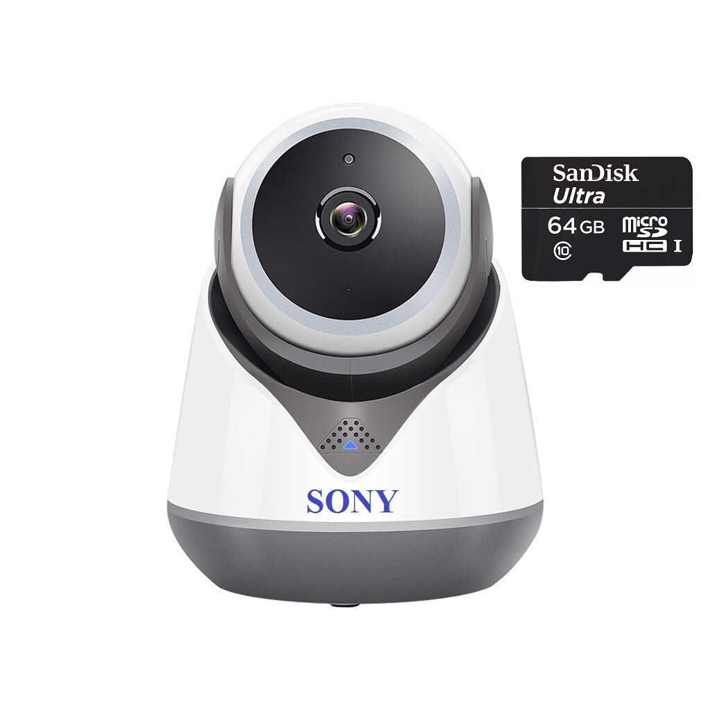 (Kèm thẻ nhớ 64Gb) Camera IP wifi trong nhà Xoay 360 độ SONY - C19Y200 Full HD 1080P chuẩn ONVIF
