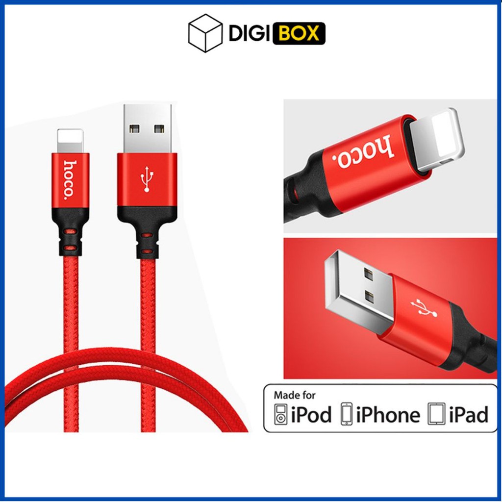 Sạc iphone 🔴freeship🔴 khi nhập dây cáp sạc hoco x14 linghtning cho iphone, ipad , ipod dây dù chống đứt