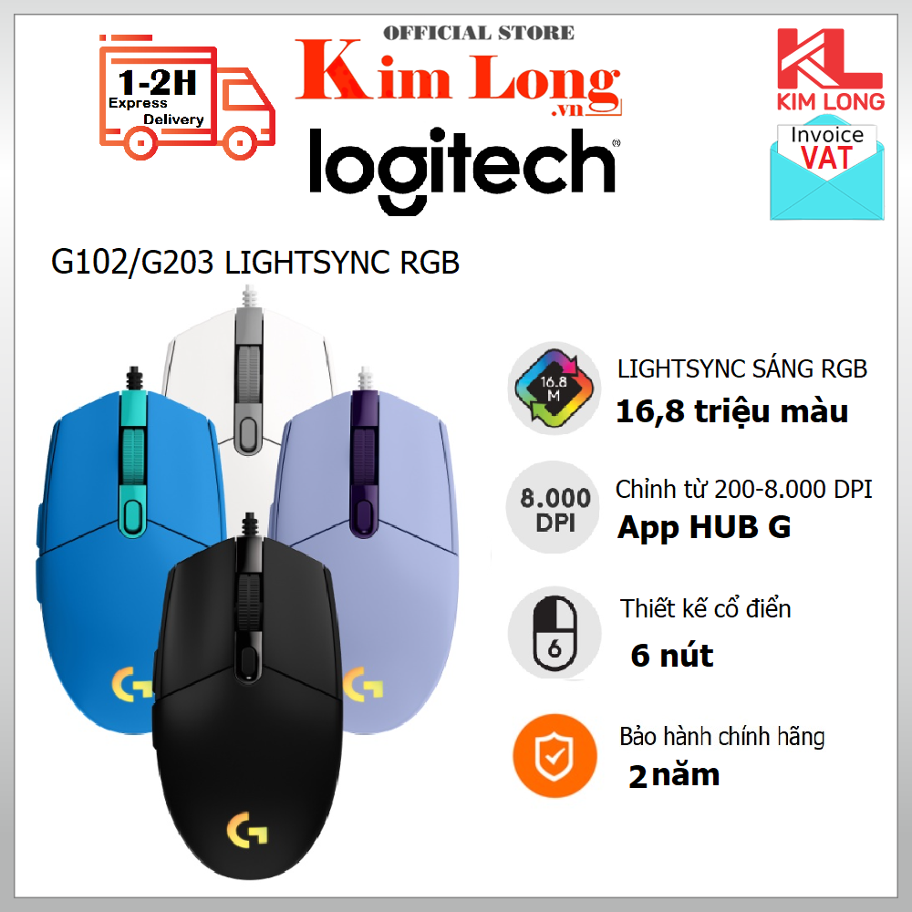 Chuột Logitech G203 I G102 Gaming Prodigy RGB LED 8.000 DPI