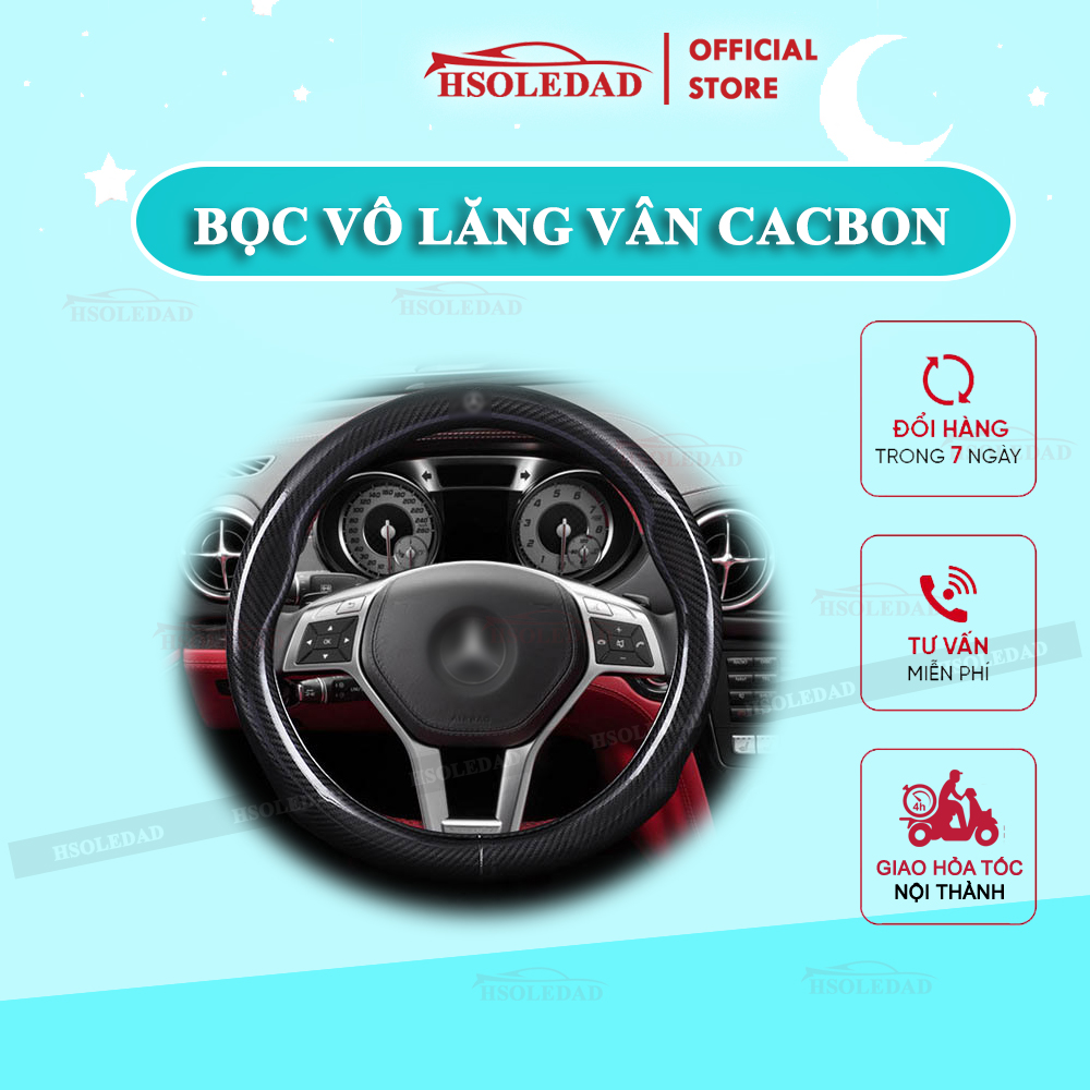 Bọc vô lăng Cacbon cao cấp full logo các Hãng xe