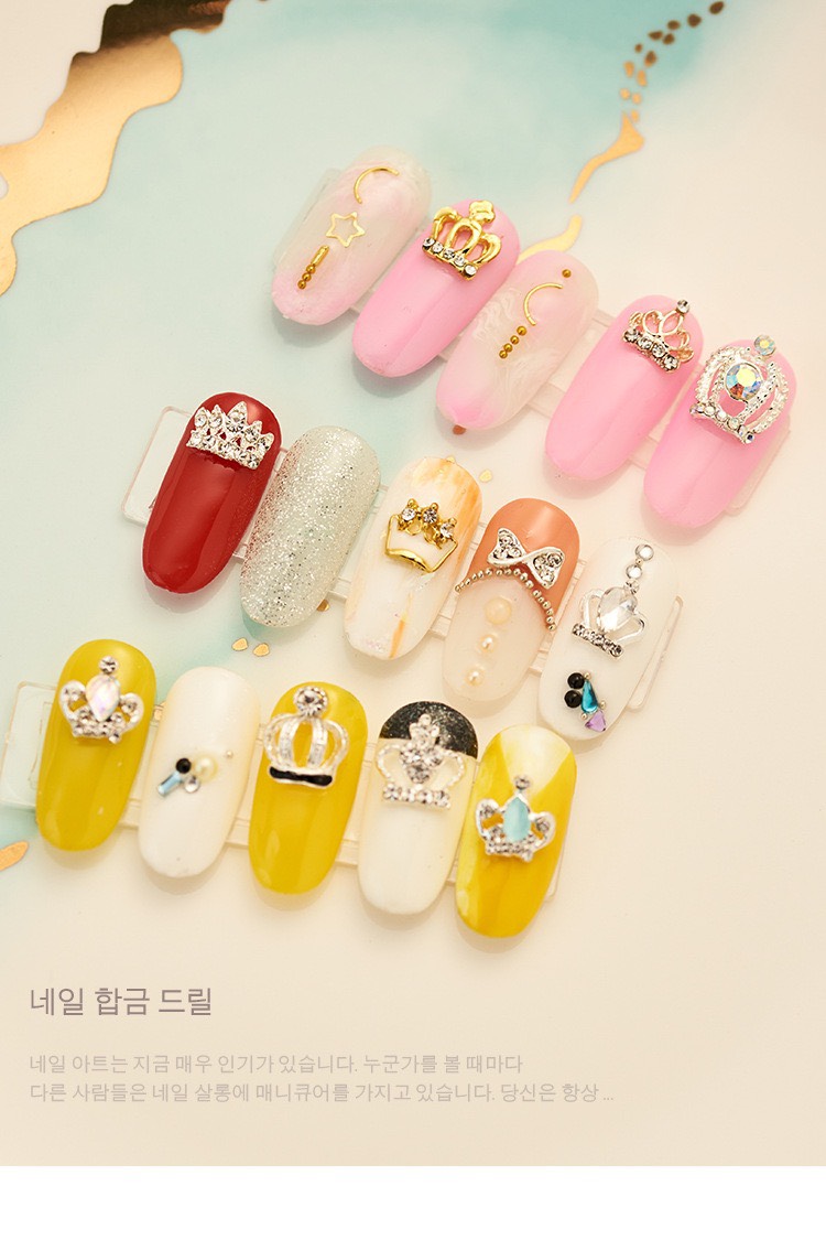 Charm vương miệng kim loại làm nail charm sắt hình vương miệng, charm sắt lấp lánh có gắn đá trên mặt charm giá rẻ