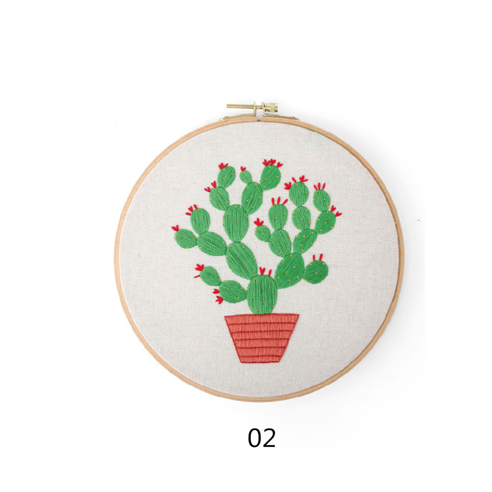 DIY Cây Thêu Cây Xương Rồng Monstera Thủ công Khâu Kim chỉ Chéo Bộ đồ trang trí Bông thêu Tranh Thêu Hoop Trang trí nội thất