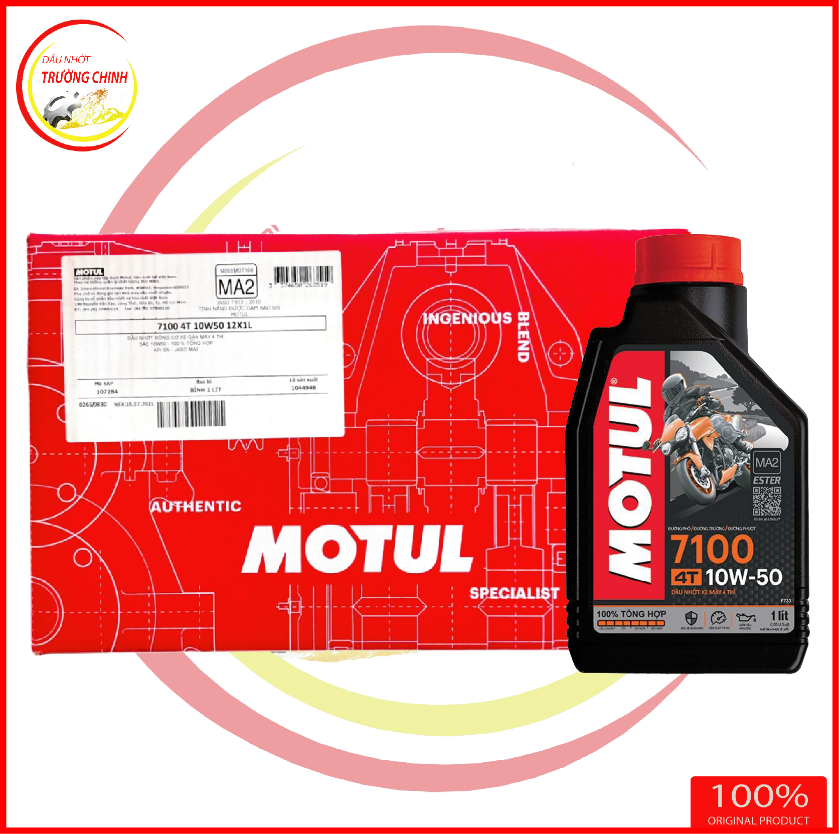 1 thùng/ 0.5 thùng nhớt motul 7100 10w50 dành cho xe số xe côn