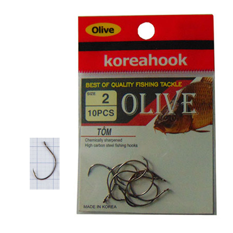 Lưỡi Câu Tôm Olive Korea Hook (giá nguyên vỉ)