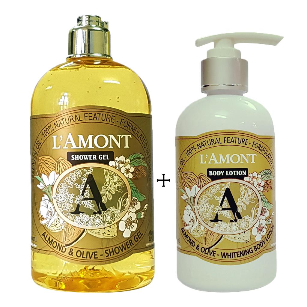 Sữa tắm 500ml và Sữa Dưỡng Thể 250ml LAmont En Provence Hương Hạnh Nhân