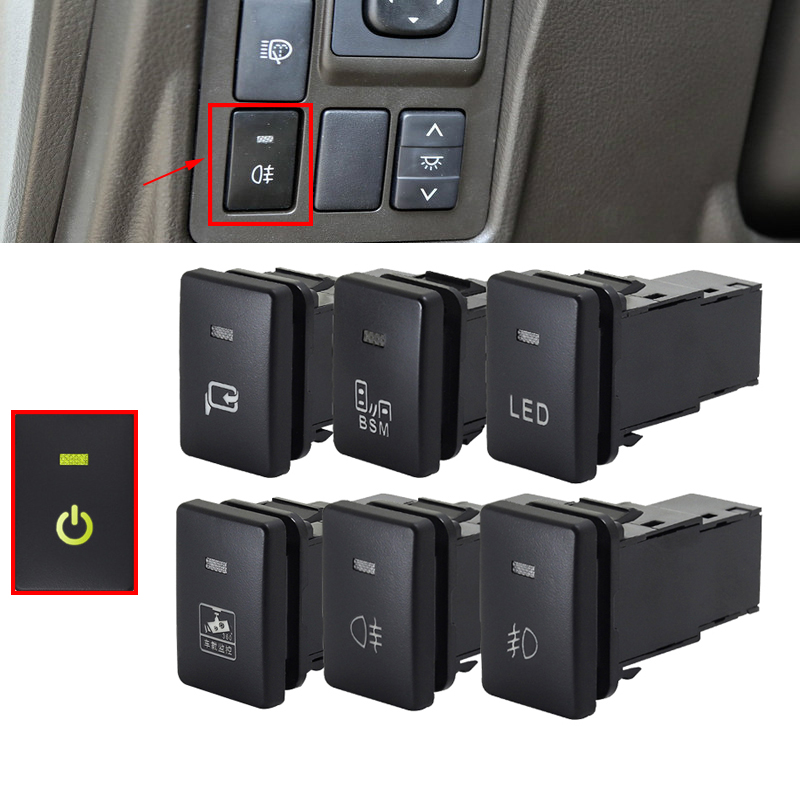 Xe phía trước phía sau nút sương mù lái xe ghi LED bsm gương chiếu hậu gấp chuyển đổi với dây cho Toyota Camry PRIUS Corolla Prado