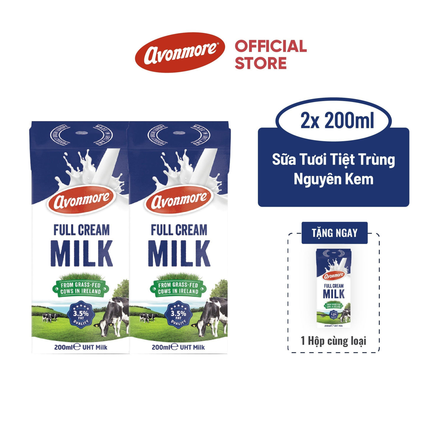 Sữa tươi tiệt trùng Avonmore nguyên kem 200ml - Tặng hộp cùng loại