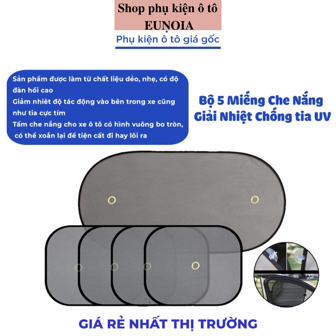 Bộ 5 miếng che nắng ô tô, Bạt chắn nắng o to từ bên trong chống nắng tránh tia UV loại dày - Phụ Kiệ