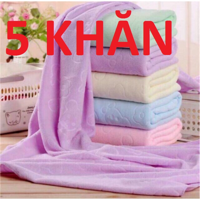 [HCM]Combo 5 cái khăn tắm xuất Nhật dư mền mịn thấm nước tốt (kích thước 120 cm*70 cm) giao nhiều màu khác nhau