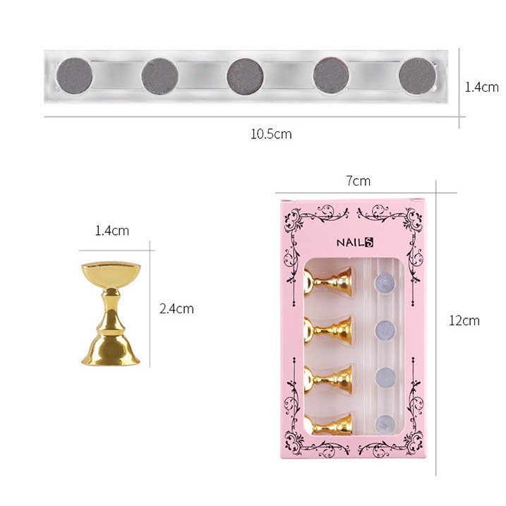 Set 5 chiếc đế gắn móng giả tập vẽ nail - đế nam châm gắn móng mẫu chuyên dụng.