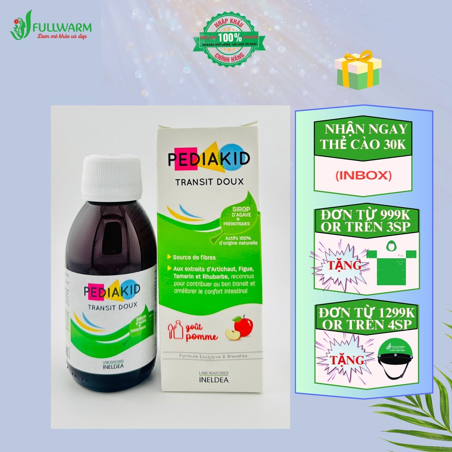 Siro chống táo bón PediaKid Transit Doux cho trẻ em, xuất xứ từ Pháp, chai 125ml