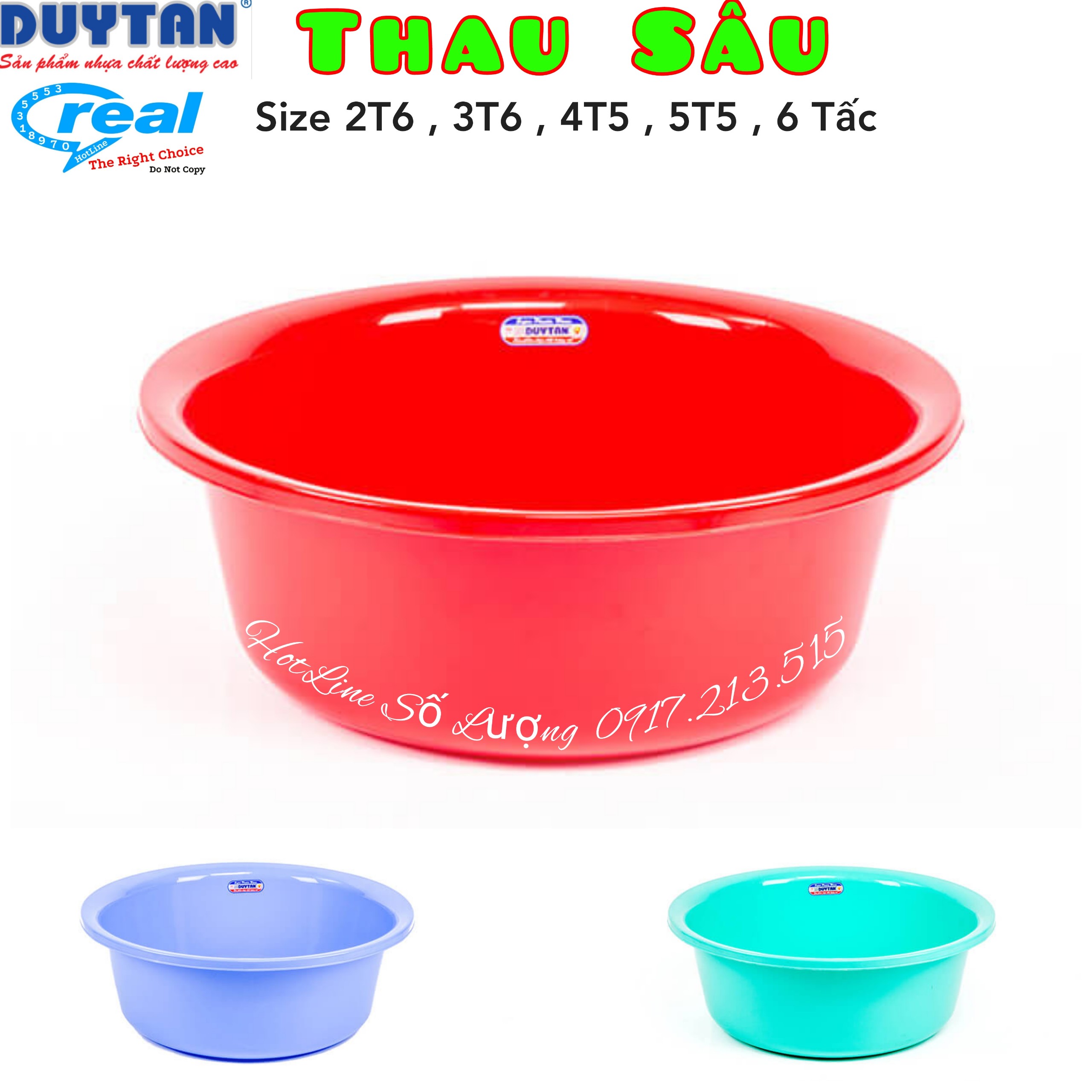 Thau tắm ,thau giặt đồ nhựa duy tân 2t6 , 3t6 , 4t5 , 5t5 ,6 tấc-giao màu ngẫu nhiên