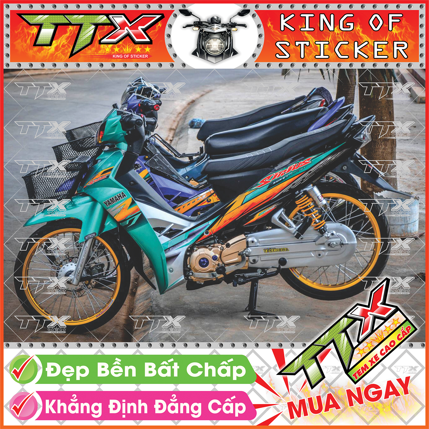 Tem Xe Sirius Đen Xanh Lục Bảo Sao Băng - Tem Sirius Xanh Đen Lục Siêu Đẹp - Mẫu Team Sirius Đen Xanh Lục Bảo