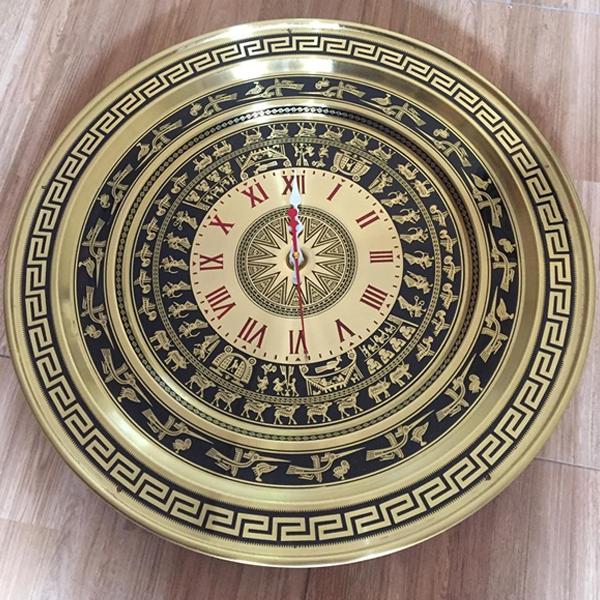 đồng hồ trống đồng 53cm chất liệu đồng vàng