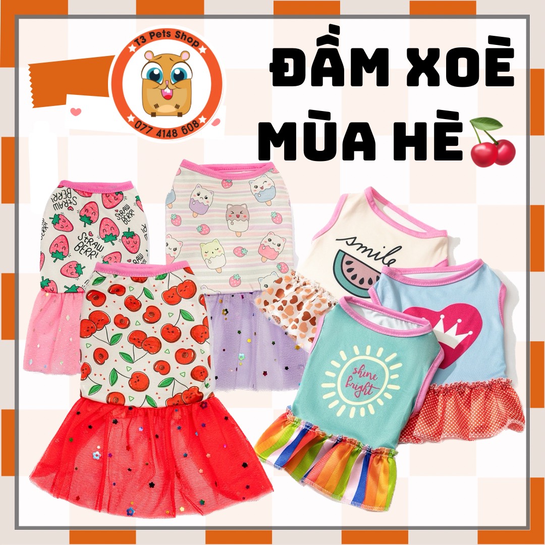 Áo đầm xòe mùa hè dành cho chó mèo