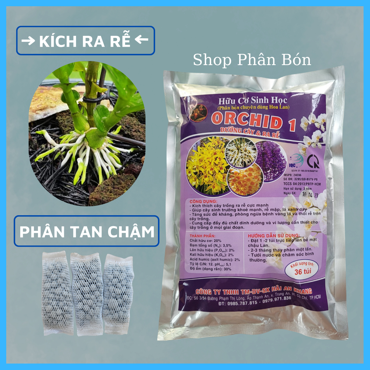 Phân kích thích ra rễ cho lan, cây kiểng, dưỡng cây tan chậm - phân bón hoa lan