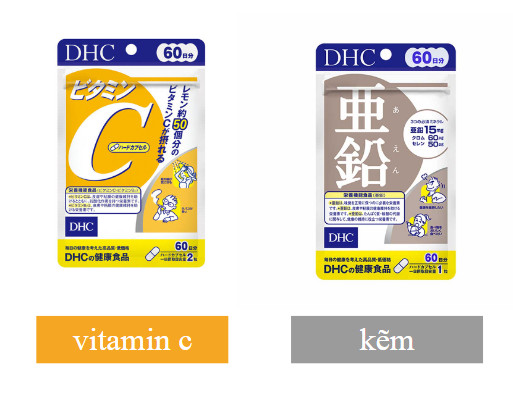[Combo 60 Ngày] Viên Uống DHC Vitamin C Và DHC Kẽm ZinC Hỗ Trợ Giảm Mụn Mờ Thâm Hiệu Quả Cho Làn Da Tươi Trẻ