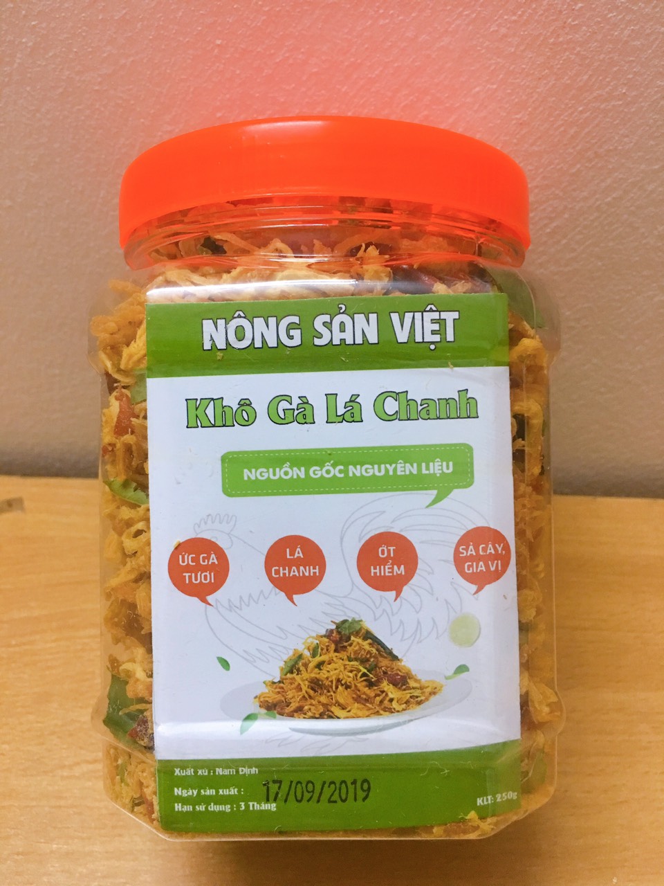 Khô gà lá chanh cay vừa 400g - nông sản việt