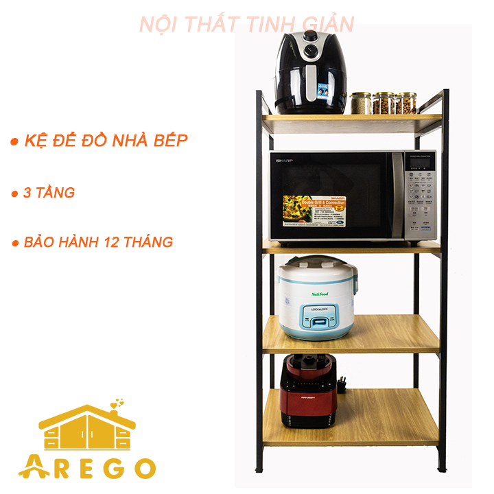[HCM]Kệ Để Lò Vi Sóng  Nồi Cơm Điện Lò Nướng Kệ Nhà Bếp Lắp Ghép 4 Tầng AREGO