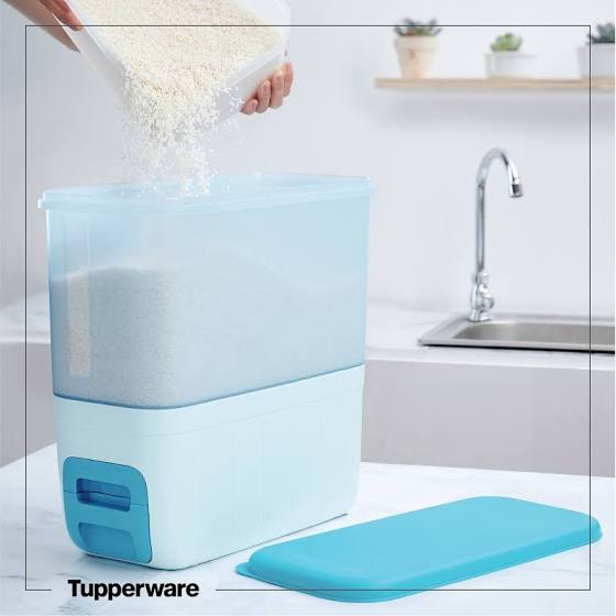 Thùng Gạo Tupperware Rice Smart Aqua 10kg (chính hãng)