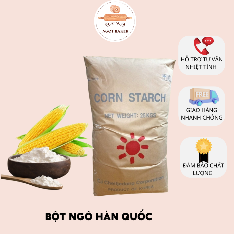 Bột ngô hữu cơ hàn quốc corn starch gói tách lẻ 200 gram