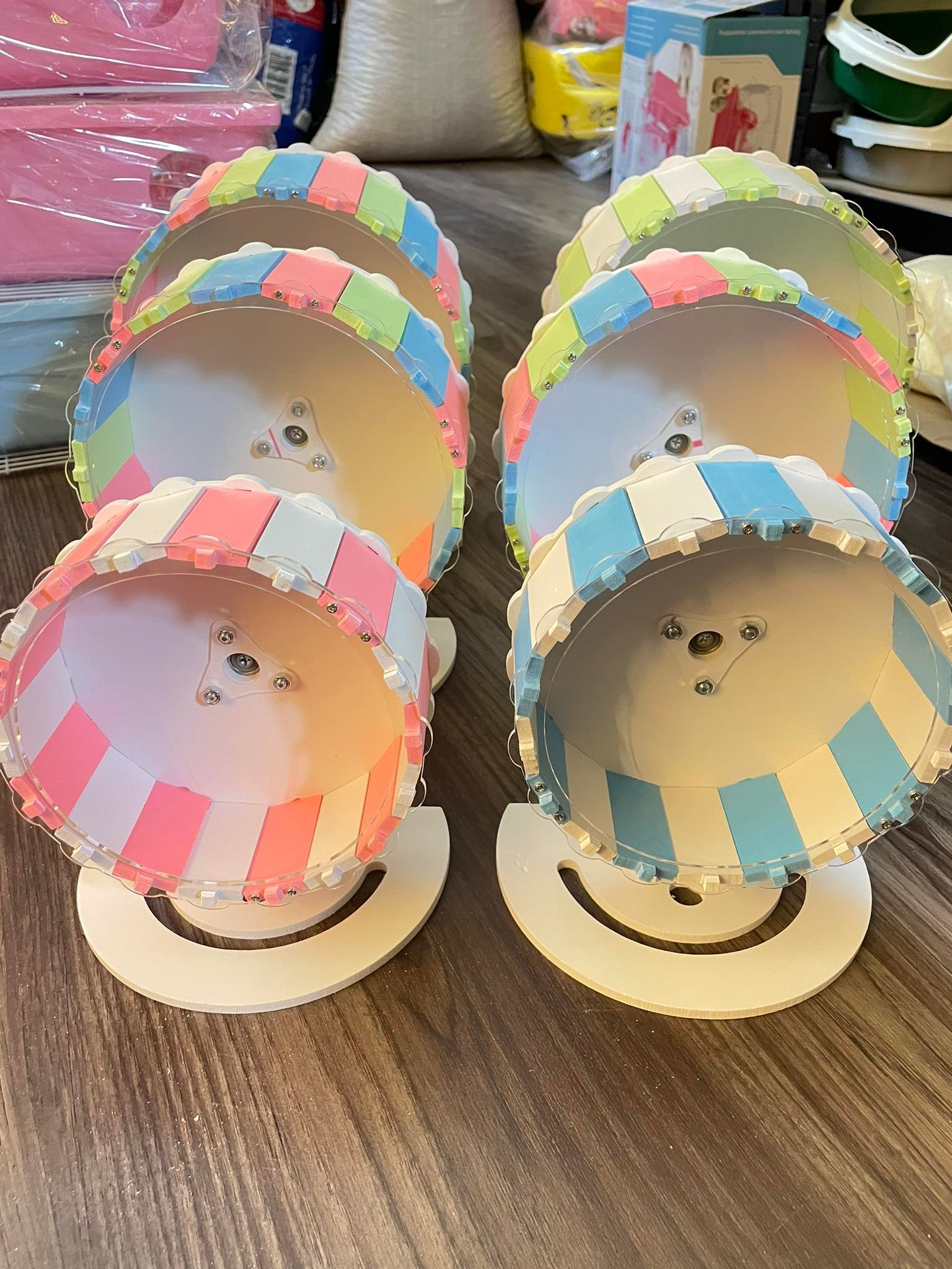Whell gỗ ép lắp ráp Đa sắc size 16cm,18,5cm,21cm cho hamster,nhím,bọ ,..
