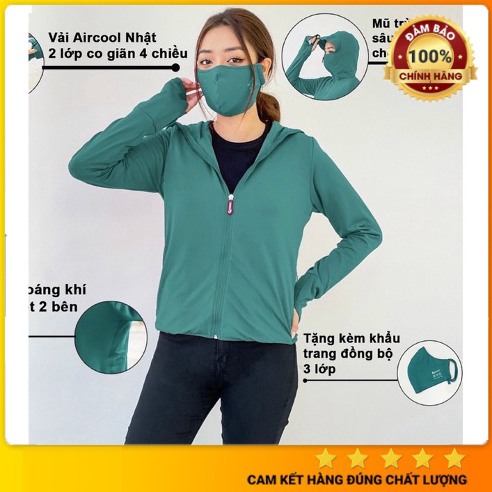 Áo chống nắng 2 lớp có lưới tản nhiệt 2 bên sườn , Áo chống nắng nữ 2 lớp