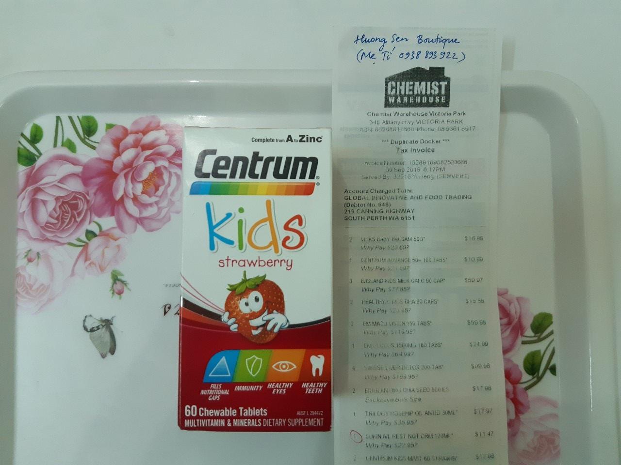 Viên ngậm Vitamin Tổng Hợp Cho Trẻ Em Centrum Kids Strawberry 60 viên