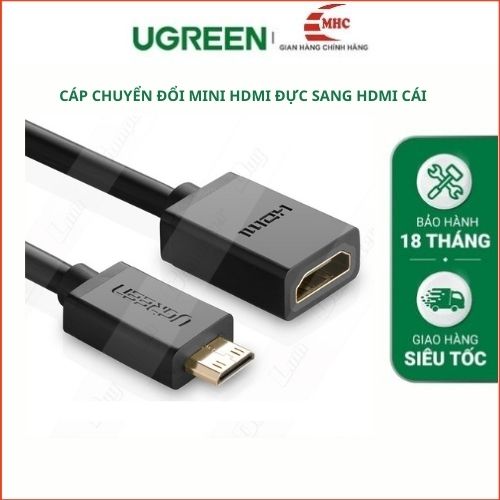 Cáp chuyển đổi mini hdmi đực sang hdmi cái dài 25cm ugreen 20137 - hàng chính hãng