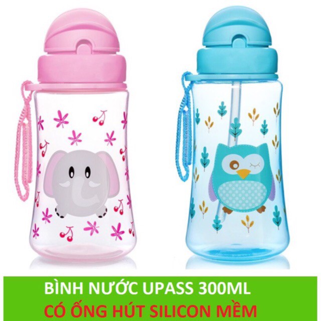 Thanh lý Bình uống nước cho bé có ống hút tiện lợi 300ml Upass UP0090N không hộp