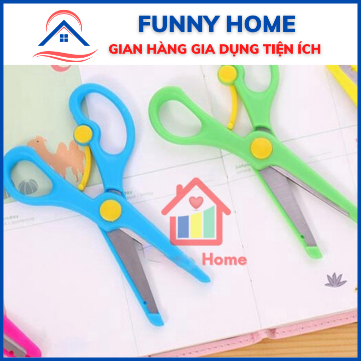 Kéo cắt giấy thiết kế đầu tròn an toàn dành cho bé. học sinh Funny Home