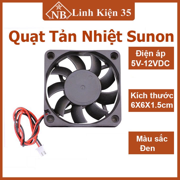 Quạt tản nhiệt sunon 6x6x1.5cm 12vdc làm mát, tản nhiệt thiết bị