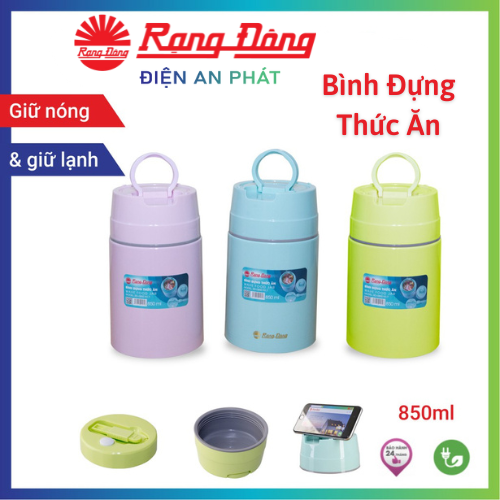 Hộp đựng thức ăn, đựng cơm, hộp đựng cháo giữ nhiệt, 850ml rạng đông, model: rd 0850 n1.t, giữ nóng và lạnh